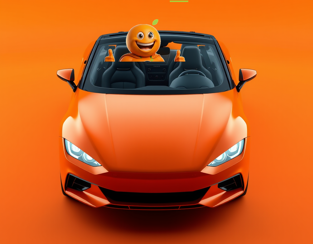 OVR mascot driving a rental car